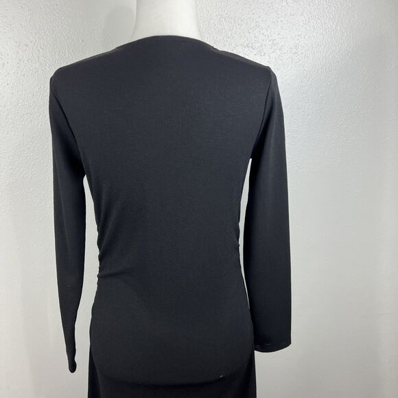 H&M Dress Women Medium Black Keyhole Top Long Sleeve Solid Casual Cocktail - Picture 13 of 14